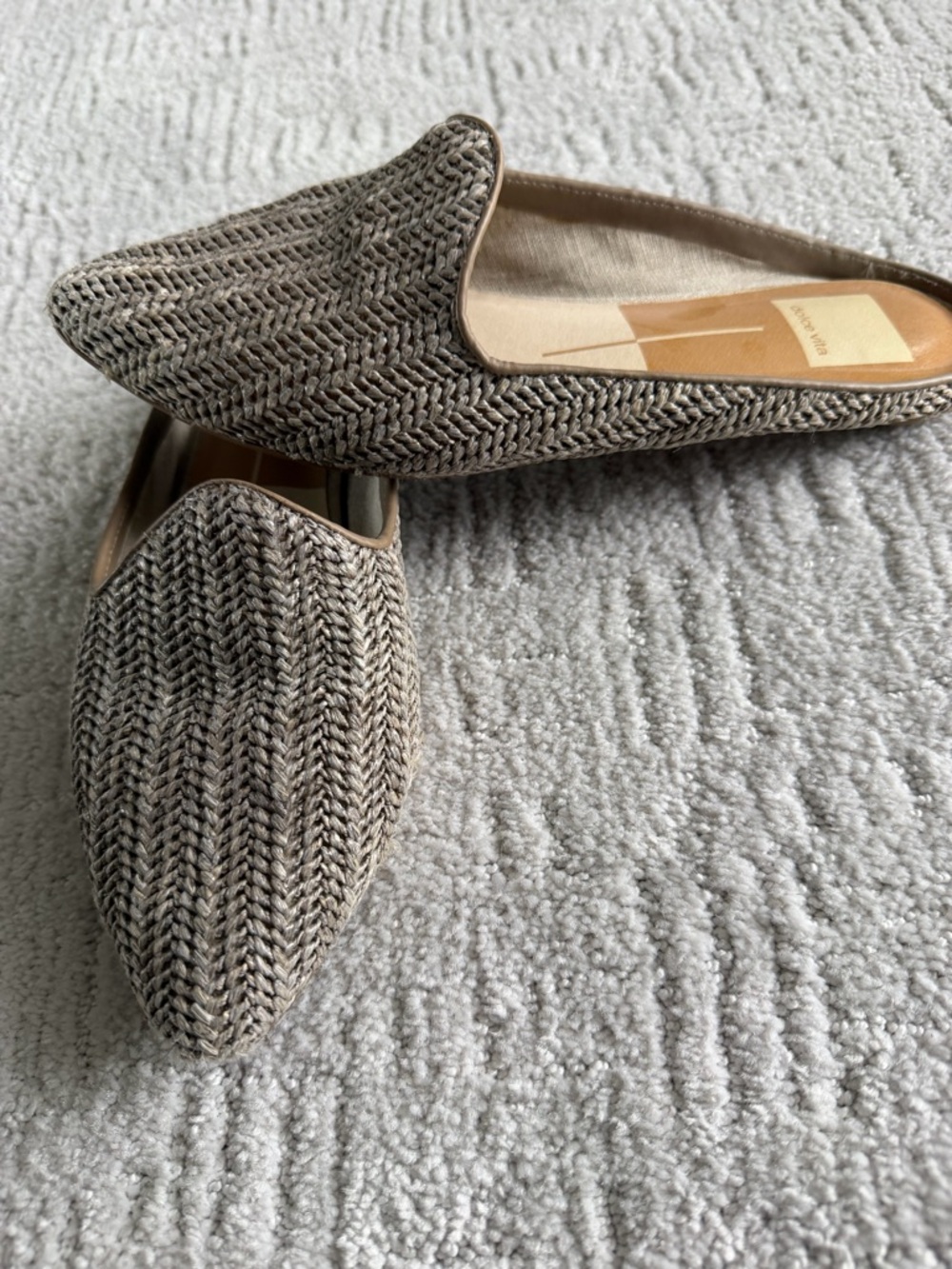 Dolce Vita Woven Pointed-Toe Slip-On Mules in Taupe